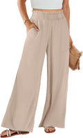 Womens Linen Pants 2025 Summer Loose Wide Leg Palazzo - High Waist