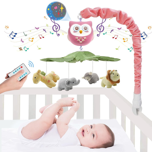 YUNGCHI Baby Crib Mobile with Music and Lights for Boys