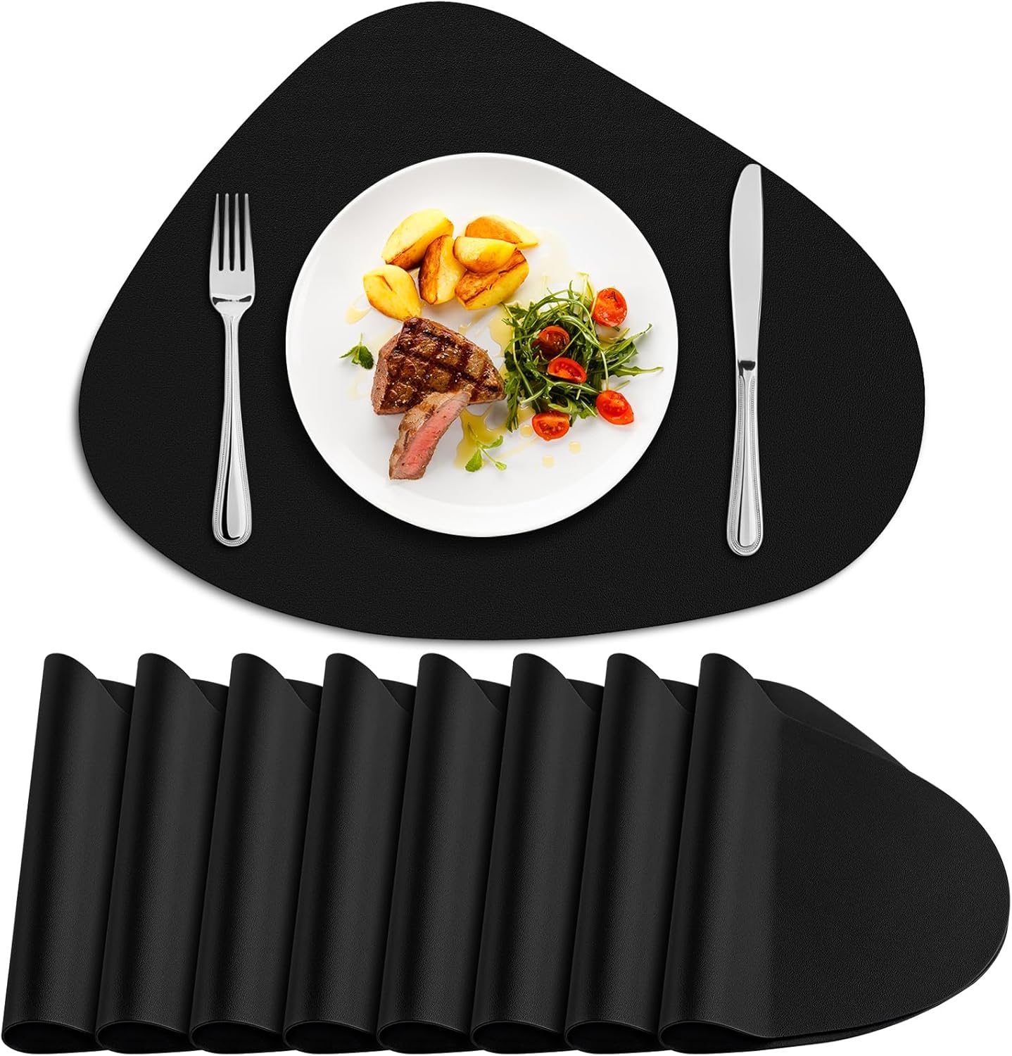 Placemats Set of 8, Heat Resistant Leather Table Mats for Dining