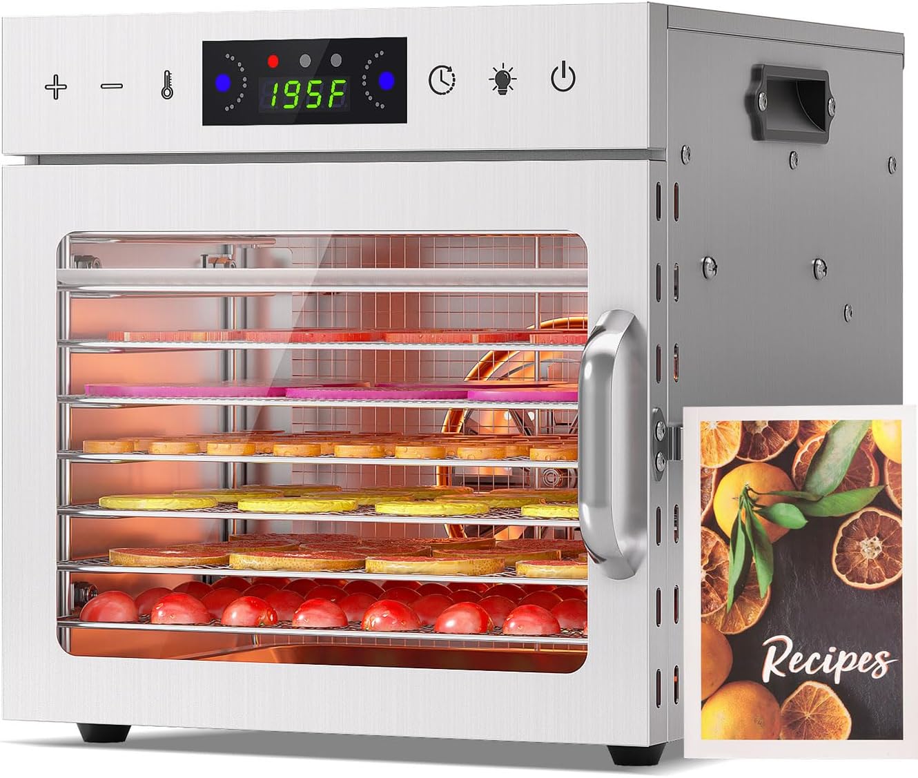 HOPERAN Food Dehydrator Machine with 8 Stainless Steel Trays