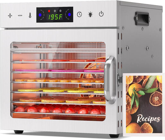 HOPERAN Food Dehydrator Machine with 8 Stainless Steel Trays