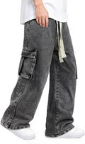 Mens Baggy Jeans Elastic Waisted Denim Pants for Men - Comfortable