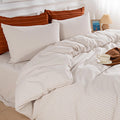 NEXHOME PRO Striped Duvet Cover Queen Size - Breathable Washed Cotton
