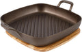 Cast Iron Grill Pan 12 in Natural Bronze Finish - Pre-seasoned