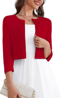 Trendy Women's Cropped Cardigan with 3/4 Sleeves from OmicGot