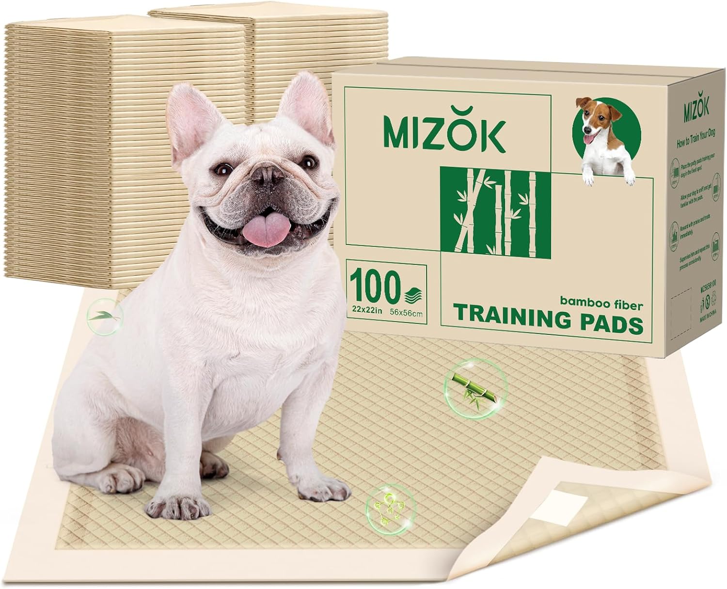 MIZOK Puppy Pads Small 22x22 Pee Pads for Dogs - Eco-Friendly