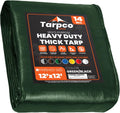 Tarpco Safety Extra Heavy Duty 14 Mil Tarp Cover 12 x 12 - Waterproof