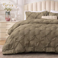 BEDELITE Light Brown Queen Comforter Set - Boho Pintuck Comforter