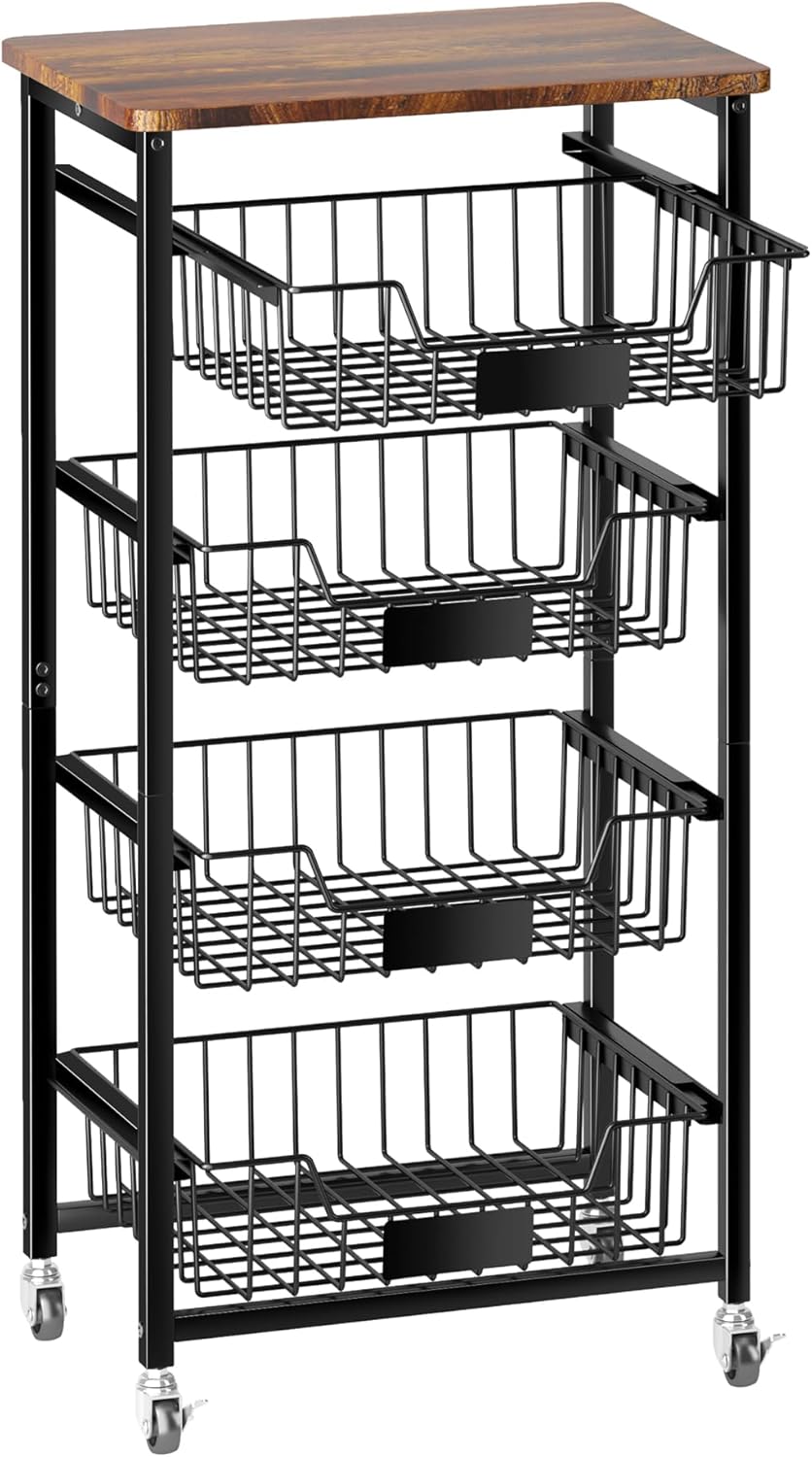 5-Tier Rolling Fruit Cart, Organizer & Storage - OKZEST