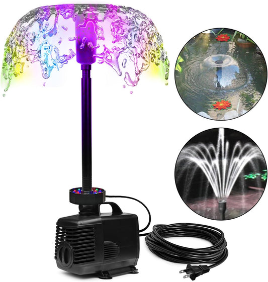 45W LED Pond Pump with Fountain Kit for Aquariums and Ponds
