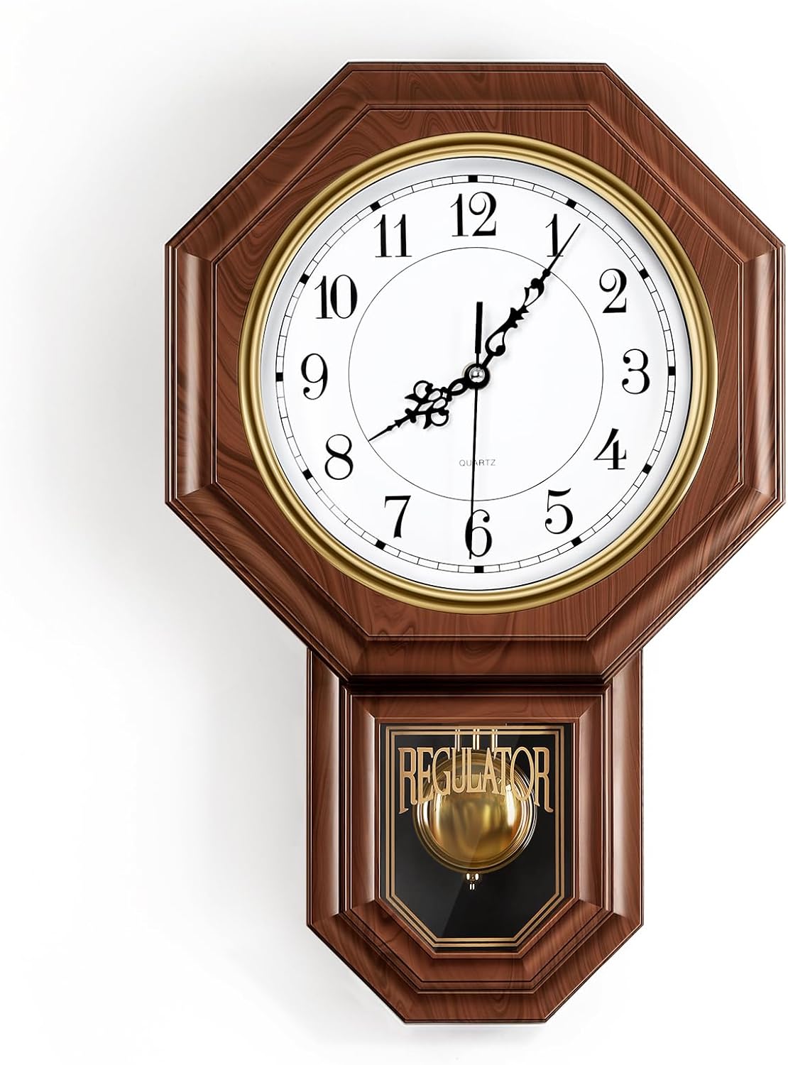 Pendulum Wall Clock Battery Operated for Vintage Home Decor