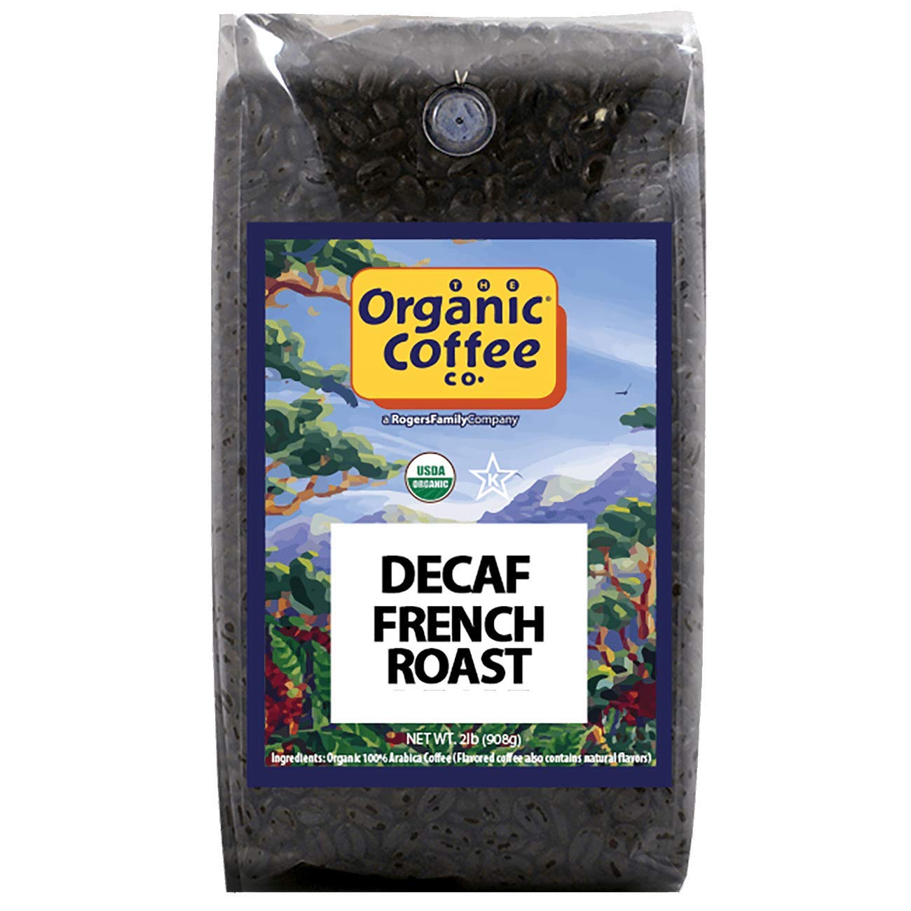 Decaf French Roast Whole Bean Coffee - Organic Dark Roast 2LB