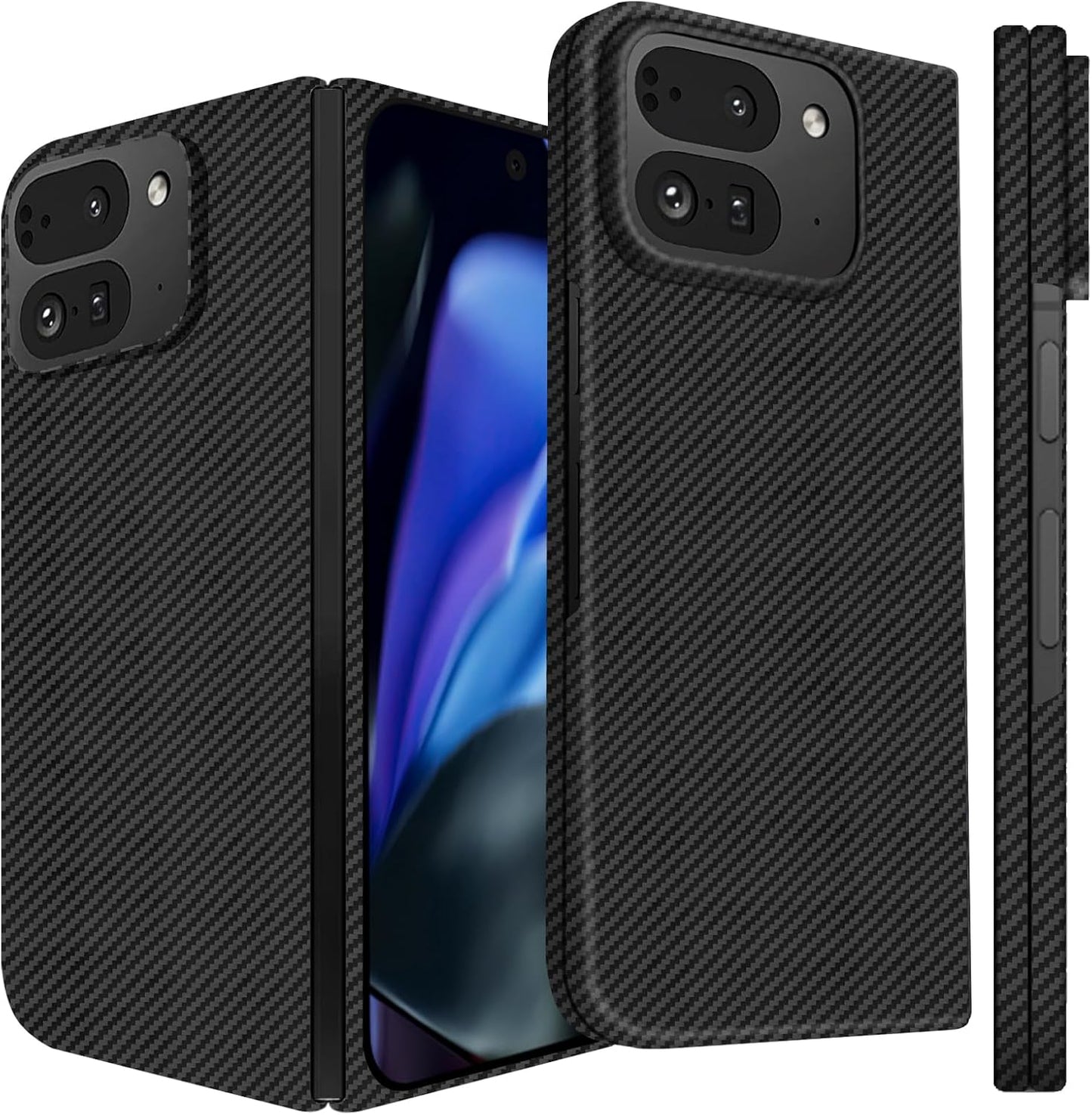 Slim Carbon Fiber Case for Google Pixel 9 Pro Fold - Matte Black