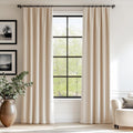 Lazzzy Beige Velvet Curtains 90 in Room Darkening Drapes - Luxury