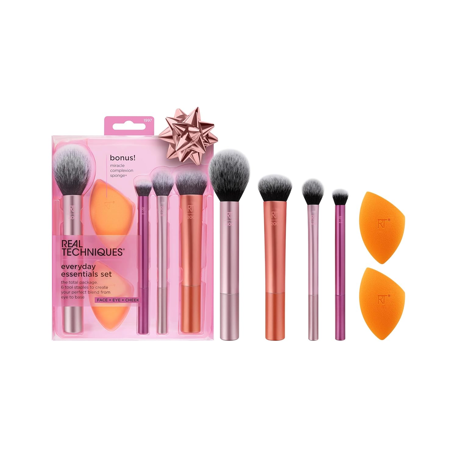 Real Techniques 6pc Makeup Brush Set, Essentials for Flawless Looks