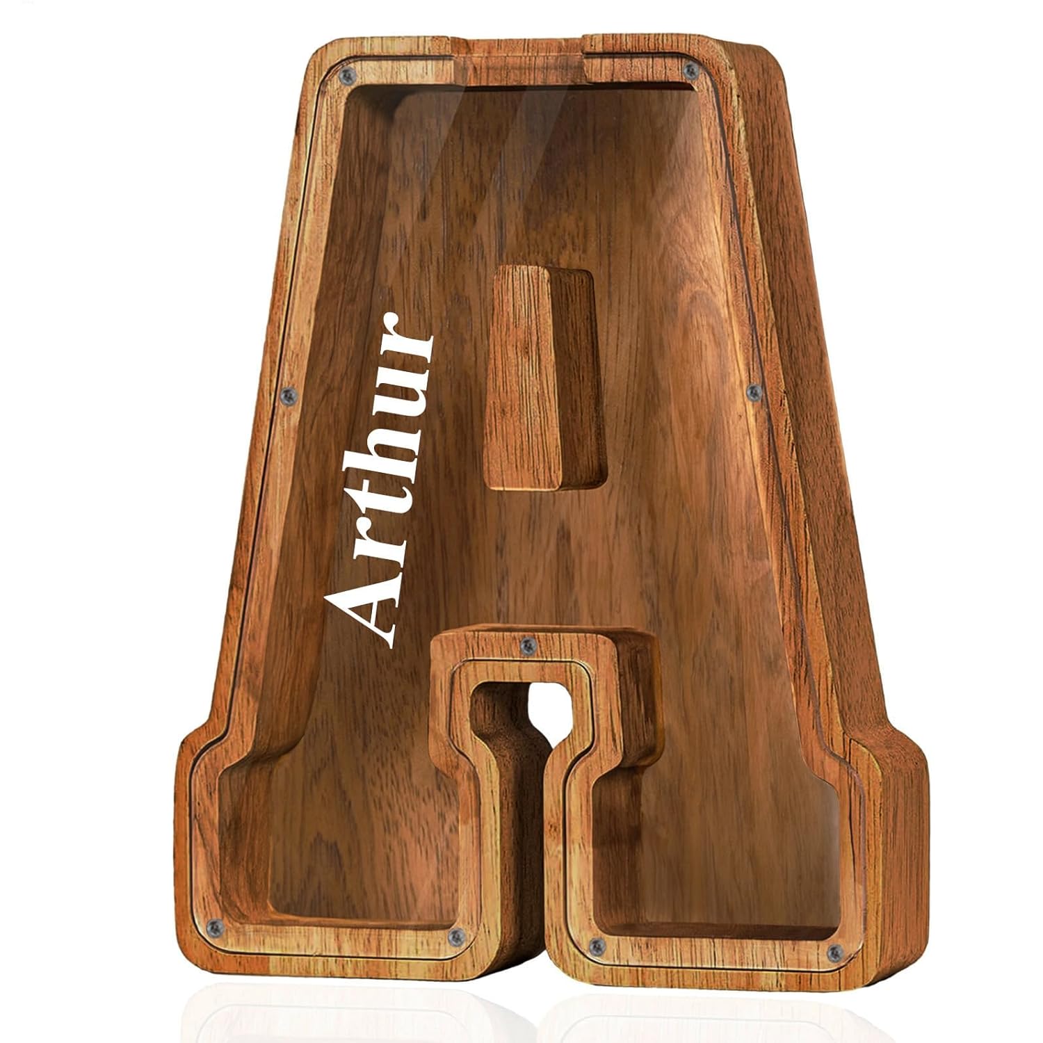 Customized Name Large Wooden Piggy Bank for Kids A-Z Letters