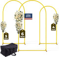 3 Pack Gold Metal Arch Backdrop Stand Set - Versatile Event Arches