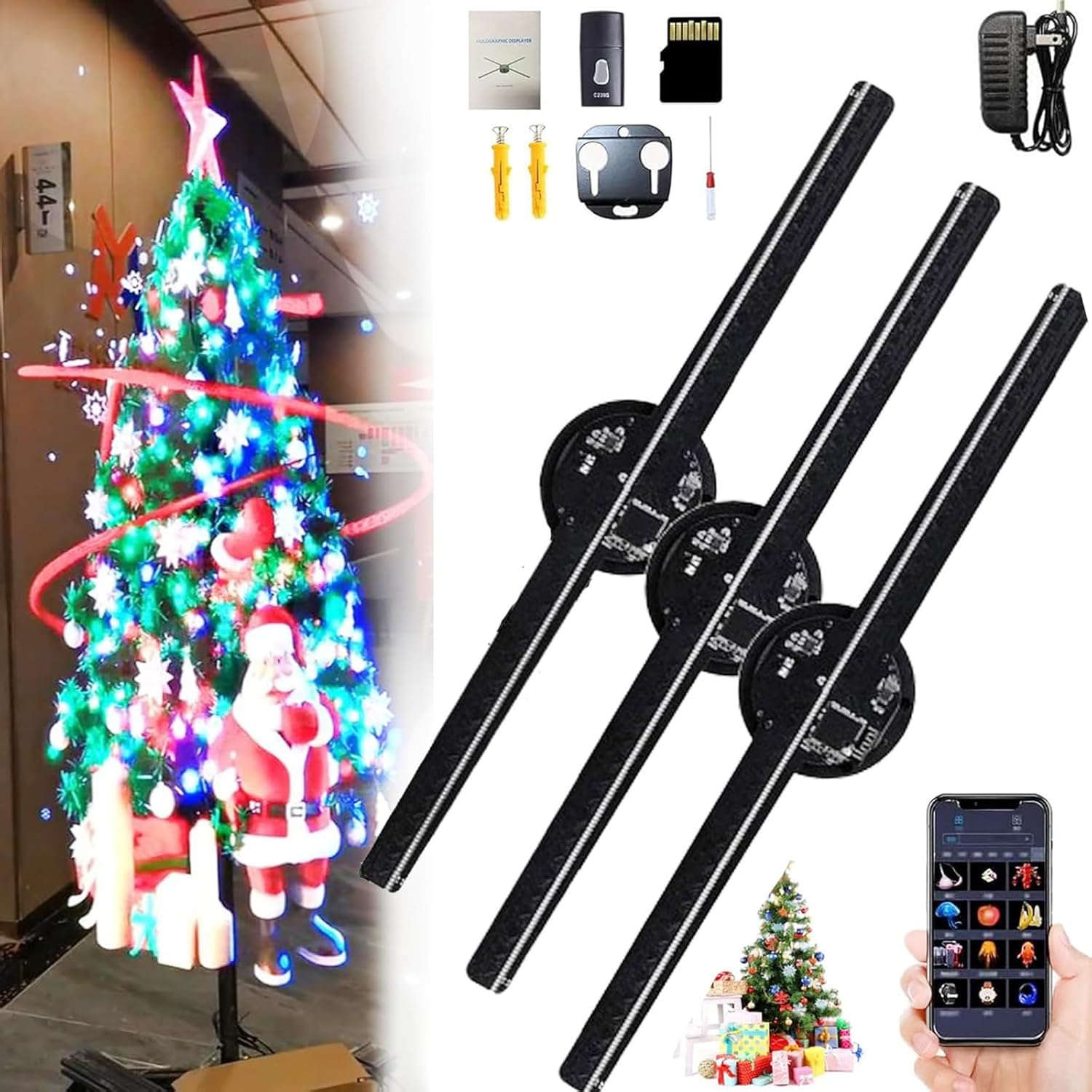 3D Hologram Christmas Tree Projection - Festive Holographic Display
