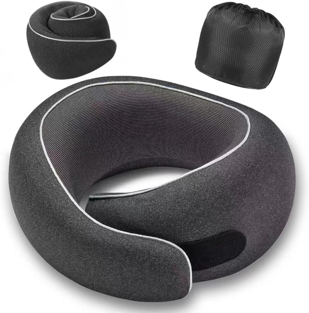 Travel Neck Pillow for Airplanes with Premium Memory Foam