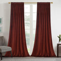 Burnt Ochre Velvet Blackout Curtains 63 in Panels - Room Darkening