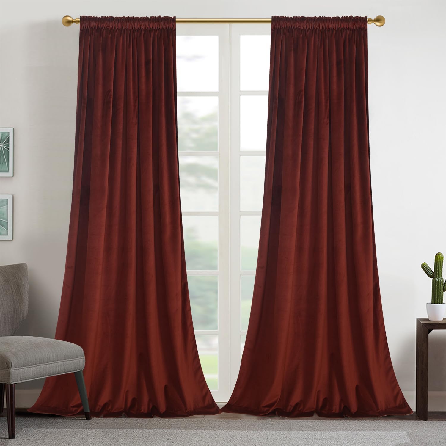 Roslynwood Velvet Blackout Curtains: Thermal & Room Darkening - 2 Panels 63