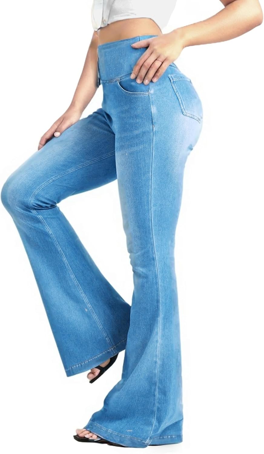 BlueRose Knit Stretchy Flare Jean for Women with Pockets