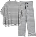 Women's Two Piece Lounge Set - 3/4 Batwing Sleeve Pullover & Wide Leg