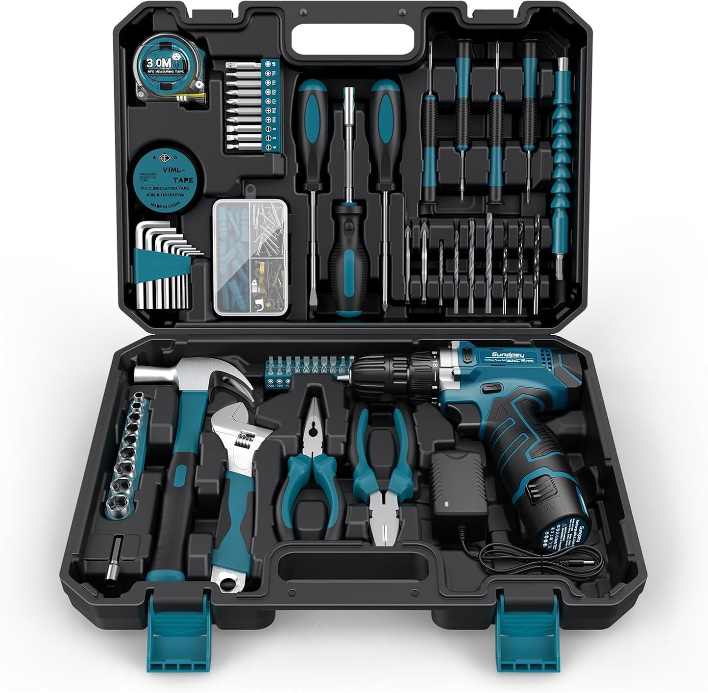 Sundpey Tool Kit 206PCs with Drill - Essential Home Tool Set