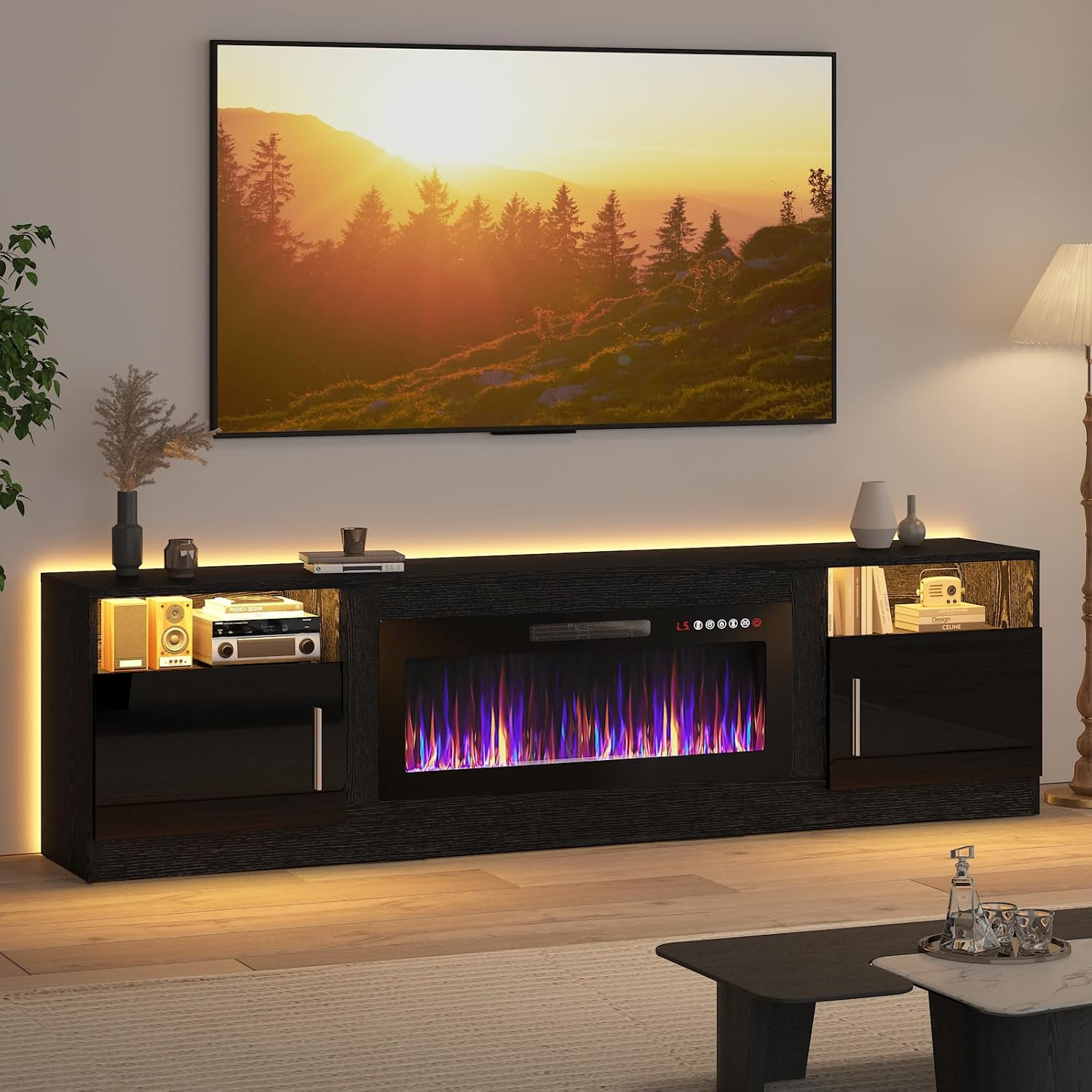 Lemberi Fireplace TV Stand with 36 Inch Electric Fireplace