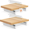 Premium Wooden Pants Hangers with Clips for Closet Organization