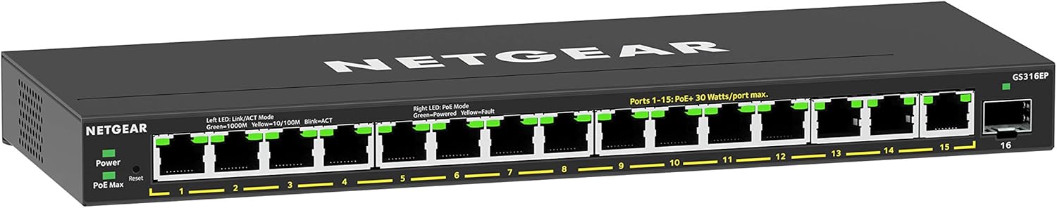 NETGEAR 16-Port PoE Gigabit Ethernet Switch for Smart Networking