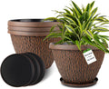 4 Pack 12 Inch Pots for Plants - Durable Pebble Pattern Planters