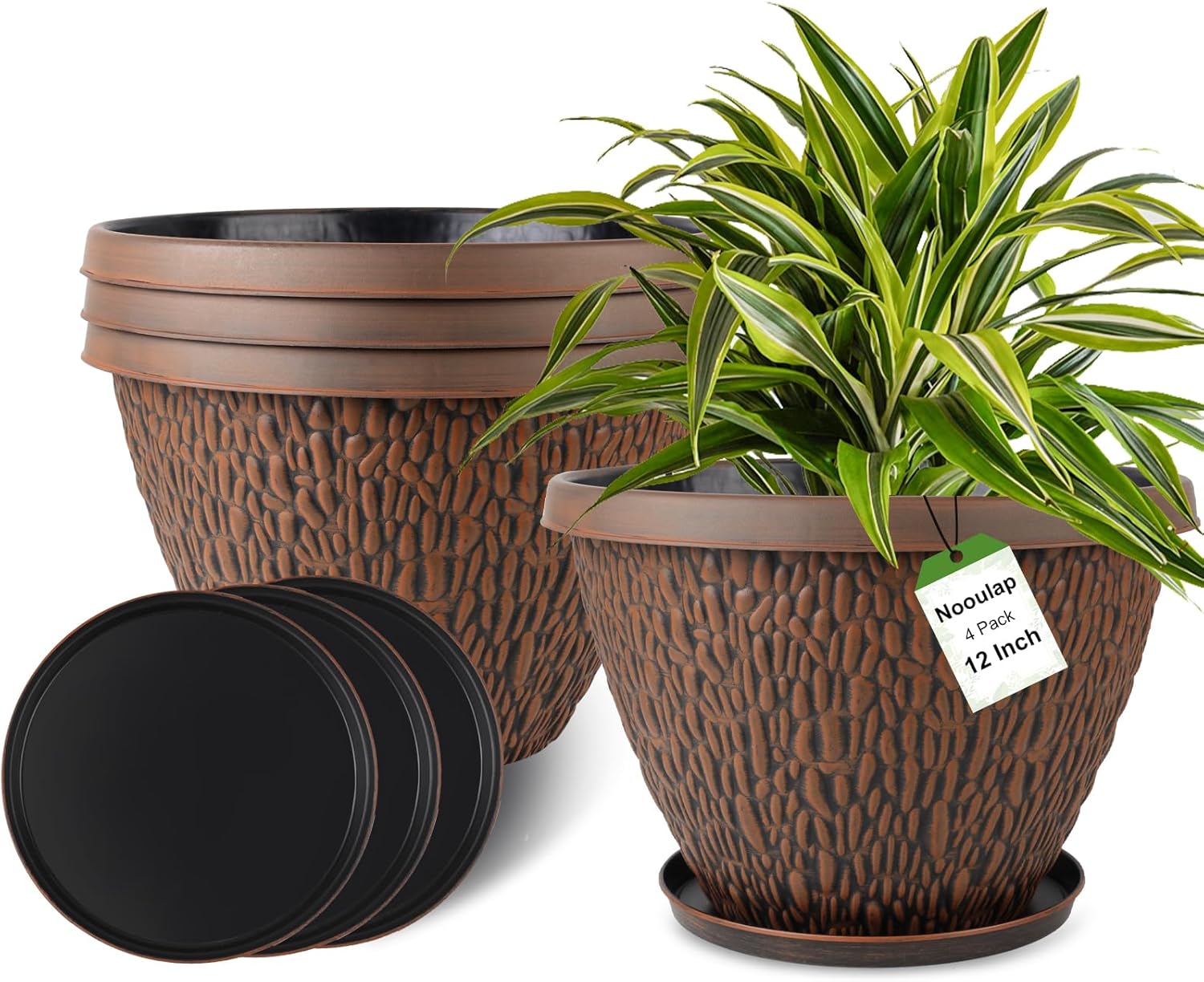 12 Inch Pots for Plants - Durable Outdoor Flower Planters
