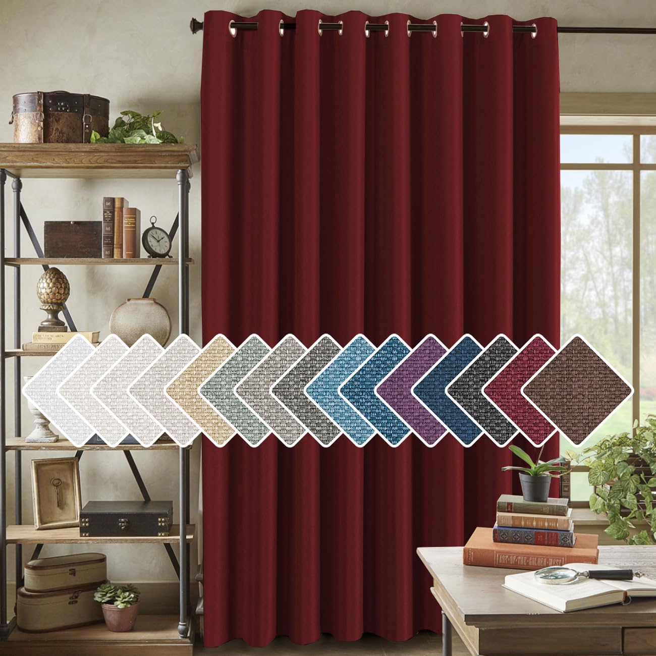 H.VERSAILTEX Room Darkening Linen Curtain for Sliding Door