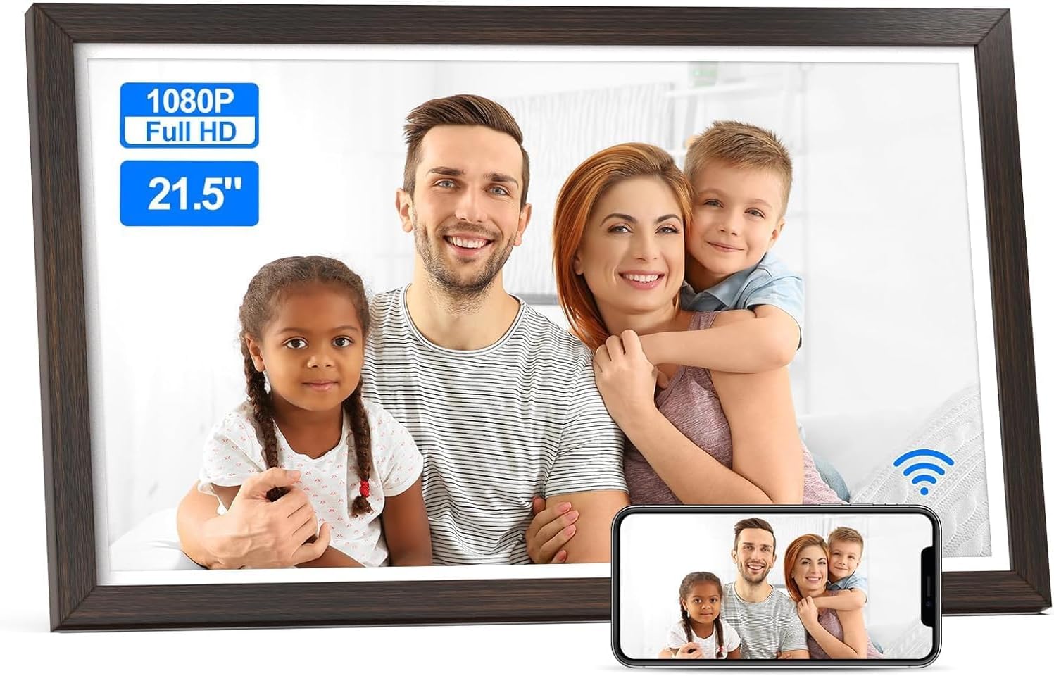 Large Digital Picture Frame 21.5-inch with WiFi and Cloud Storage