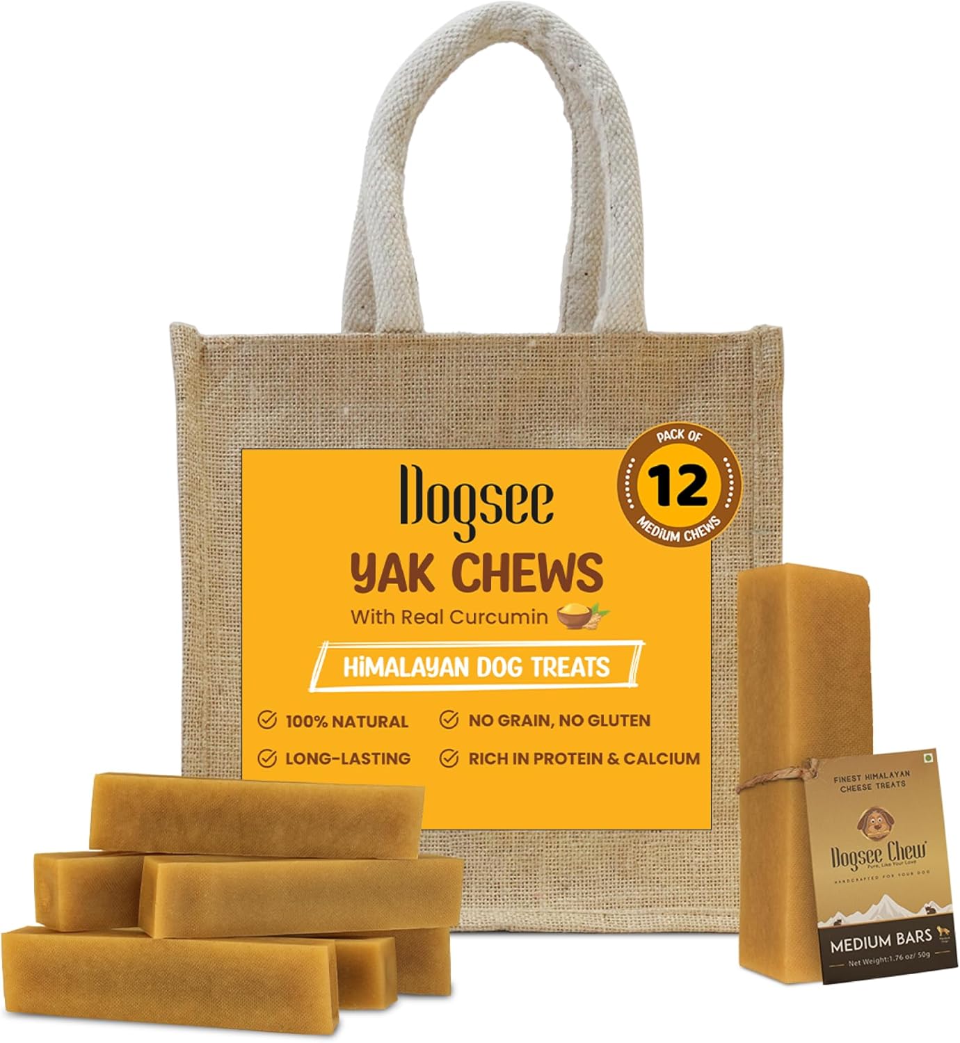 Dogsee Himalayan Yak Cheese Dog Chews with Turmeric for Dogs