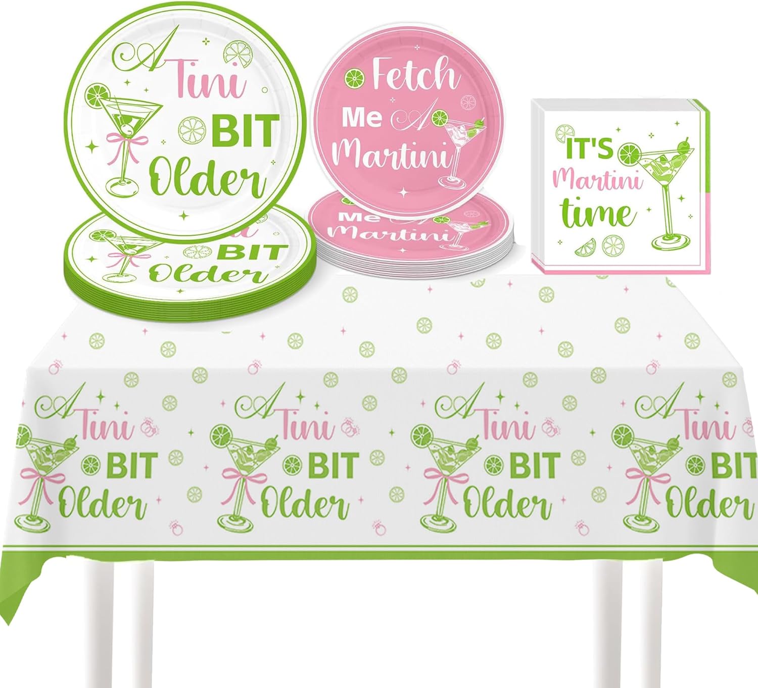 Martini Bar Party Tableware Set, Serve 20 Guests