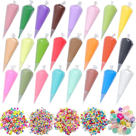 24PCS Cream Kit for DIY Crafts and Decorations - Rainbow Themed