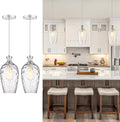 Glass Pendant Lights Kitchen Island 2 Pack - Modern Brushed Nickel
