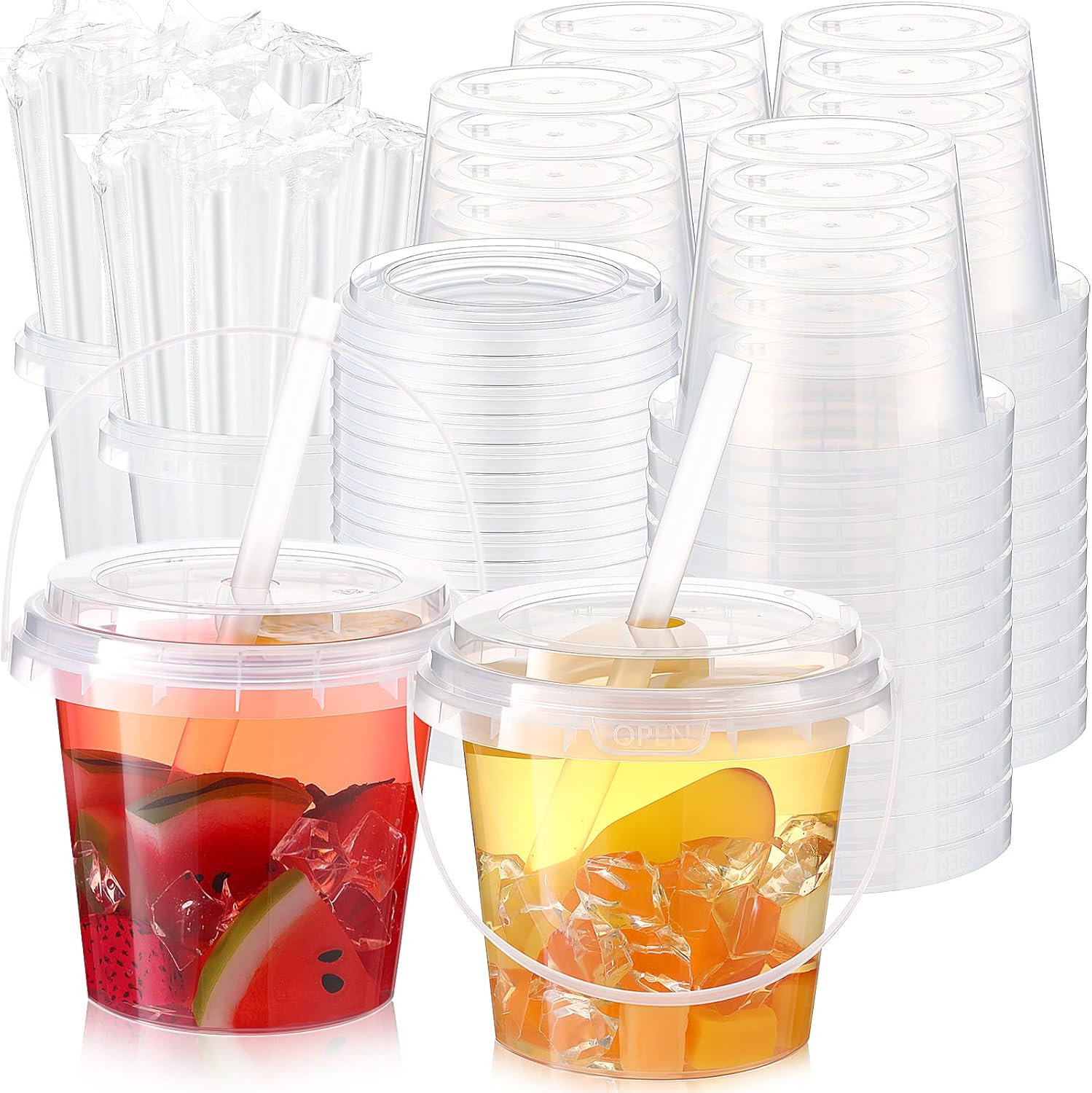 100 Set Clear Plastic 24 oz Cups for Parties and Events