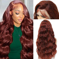 Reddish Brown Lace Front Wig 13x4 Body Wave Auburn - Natural Look