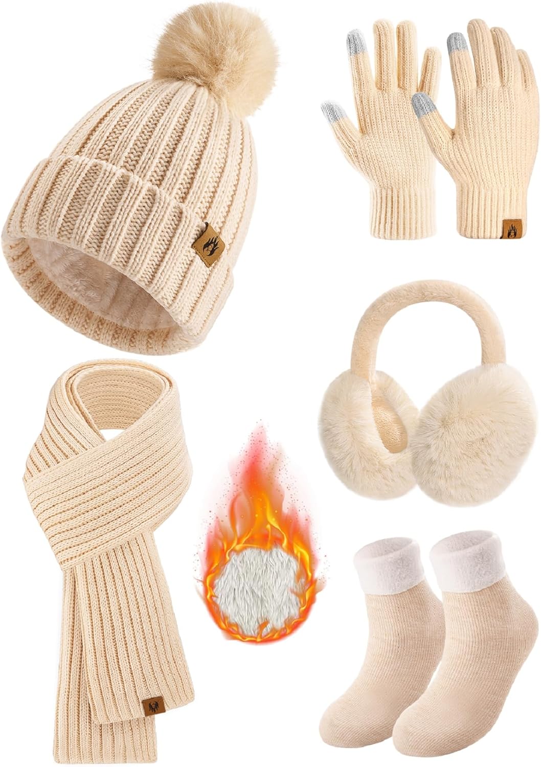 HEEKPEK Winter Beanie Hats Scarf Gloves Ear Muffs Set for Women
