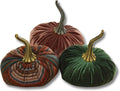 Velvet 6.25 in Pumpkins Set of 3 - Rustic Autumn Mantel Decor