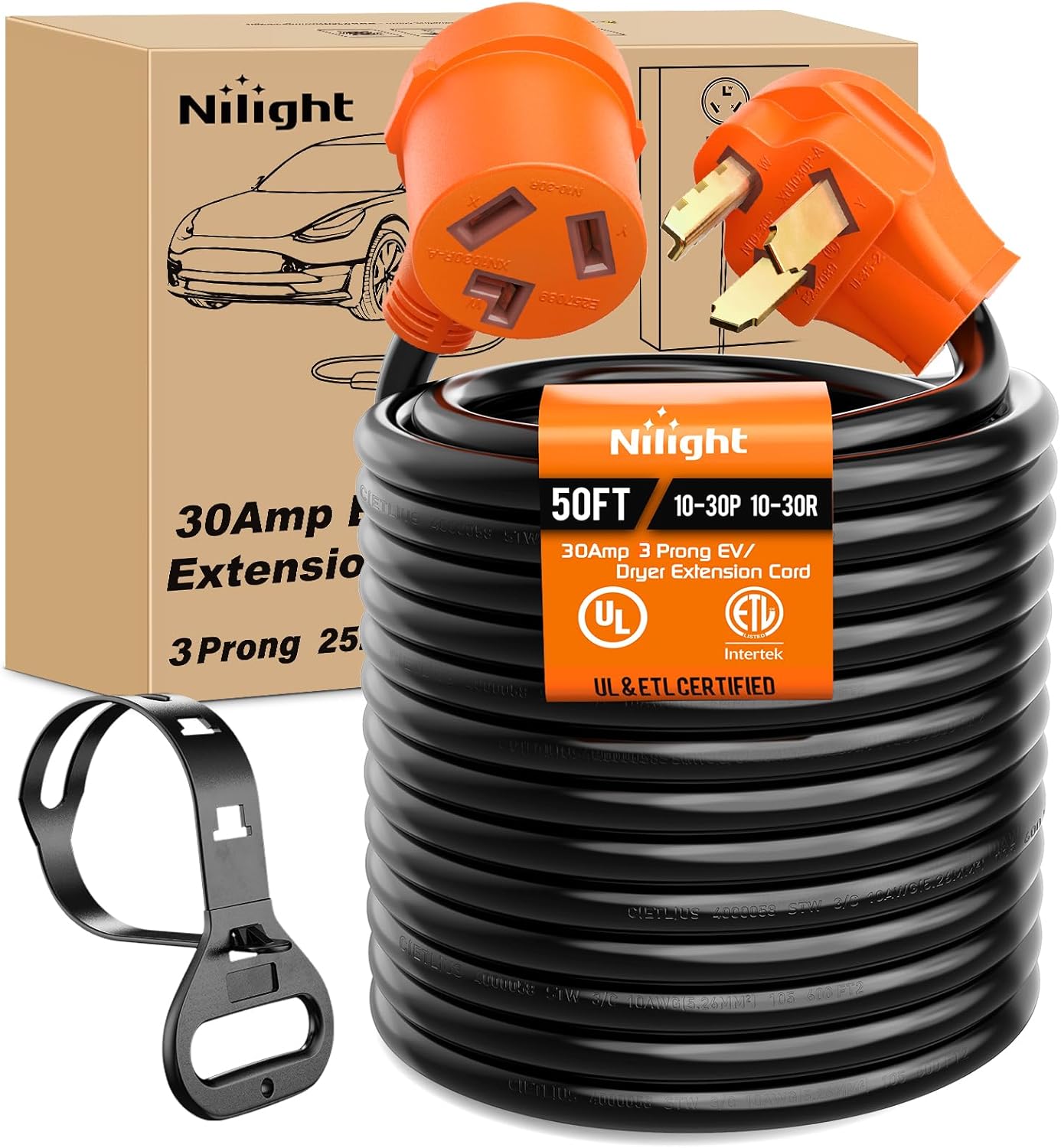 Nilight 50FT EV Dryer Extension Cord for Level 2 Charging Needs