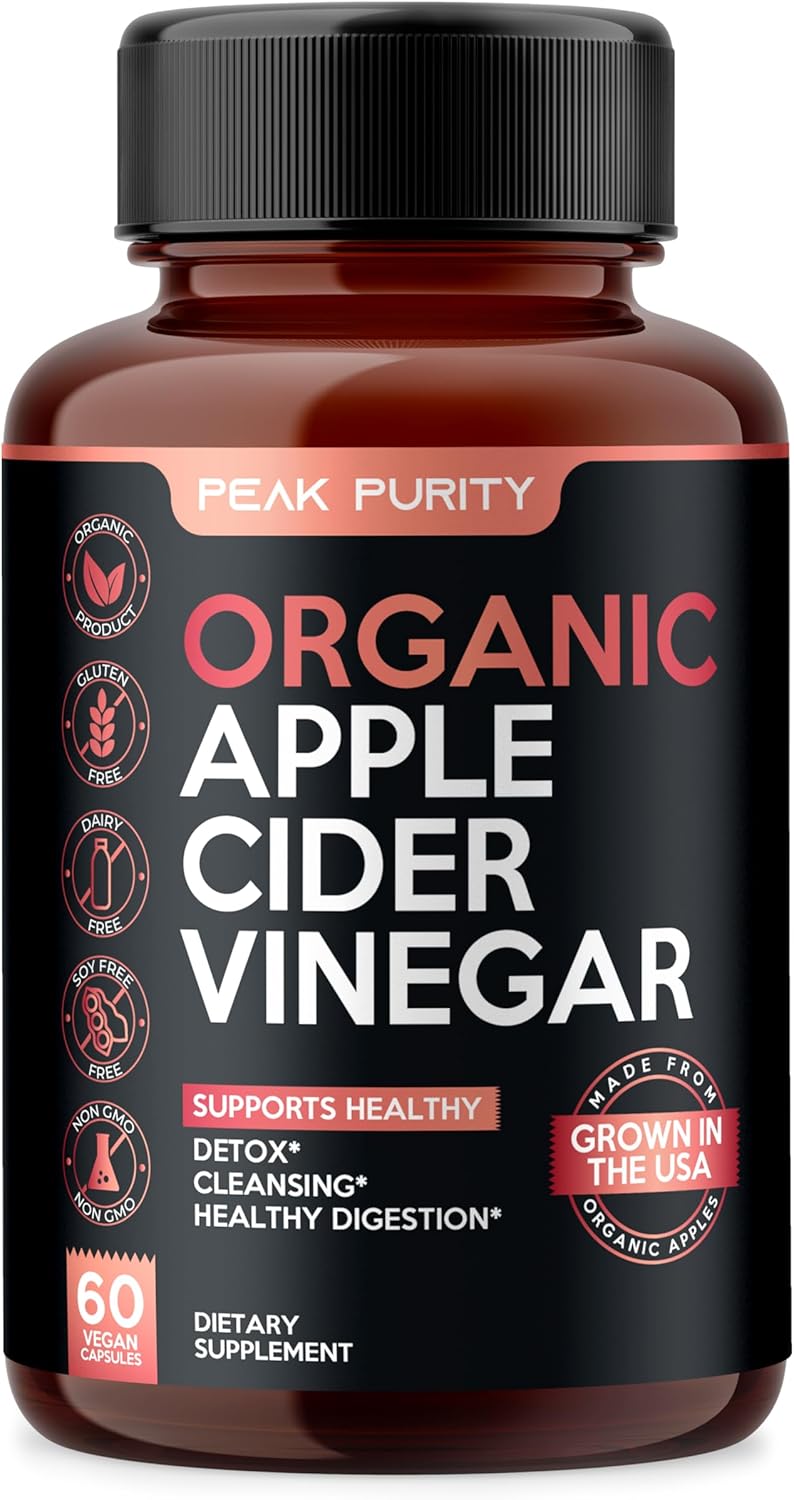 Peak Purity Organic ACV Capsules - Gut Cleanse & Digestion Boost - 1000mg