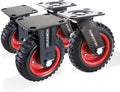 8 in All-Terrain Caster Wheels Set of 4 (2 Swivel & 2 Fixed) - Heavy