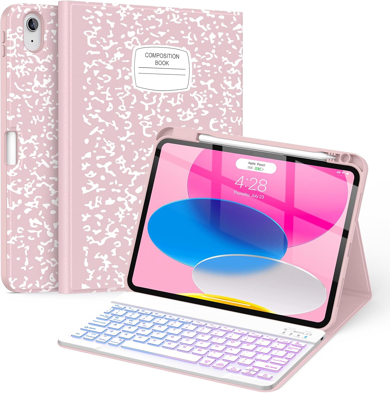 Supveco Keyboard Case for iPad 11th/10th Gen with Backlit Keys