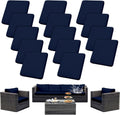 14Pcs Patio Cushion Covers Waterproof Stretch Slipcovers - Navy Blue
