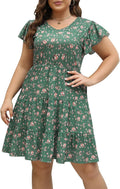 Celkuser Womens Plus Size Casual Summer Tiered Swing Midi Dress