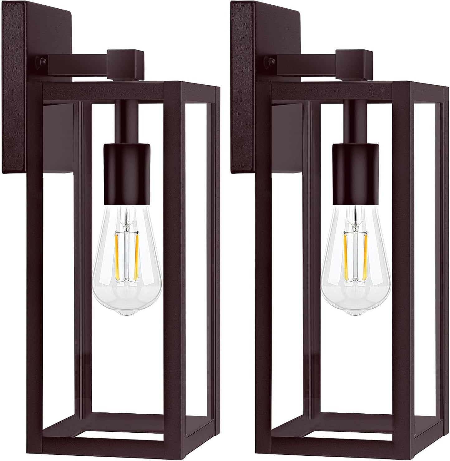2-Pack Outdoor Wall Light Fixture with Clear Glass for House